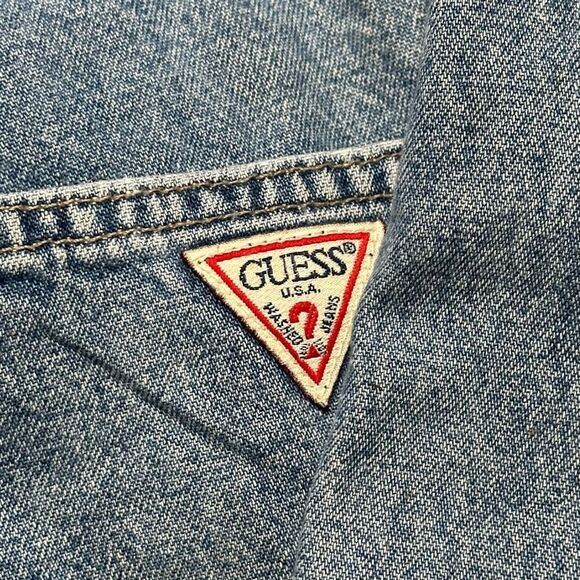 Vintage Guess Bib Overalls Light Blue Wash Denim Adjustable Straps USA Made Size - Picture 3 of 4